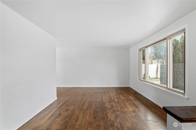 empty room with dark wood-type flooring