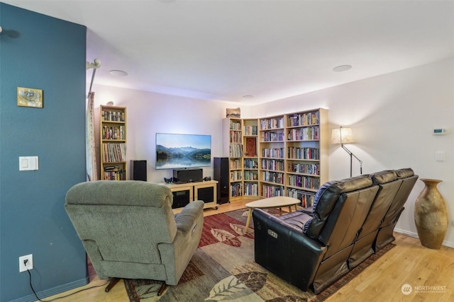 living room with hardwood / wood-style floors