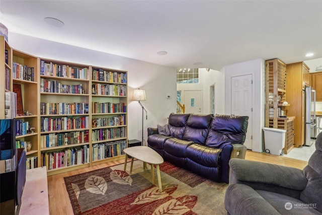 living room with hardwood / wood-style floors