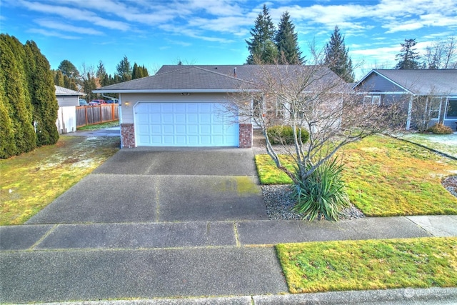 single story home with a garage