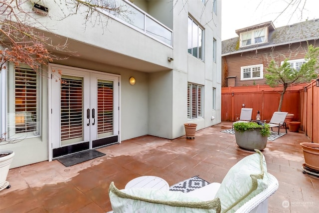 view of patio / terrace featuring french doors