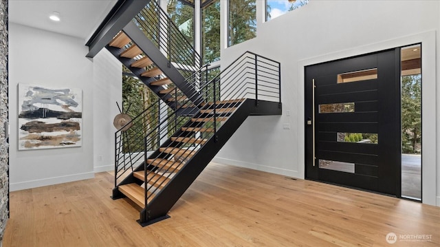 entrance foyer featuring hardwood / wood-style flooring