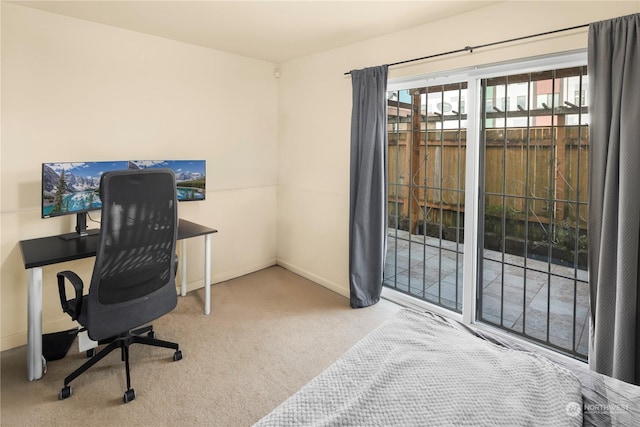 view of carpeted home office