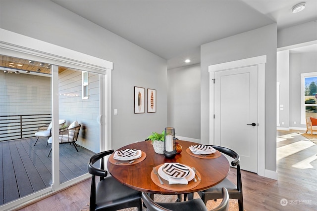 dining area featuring light hardwood / wood-style flooring