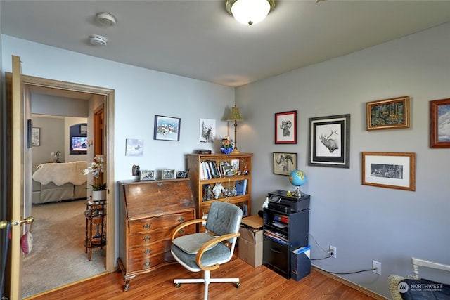 office area featuring hardwood / wood-style floors