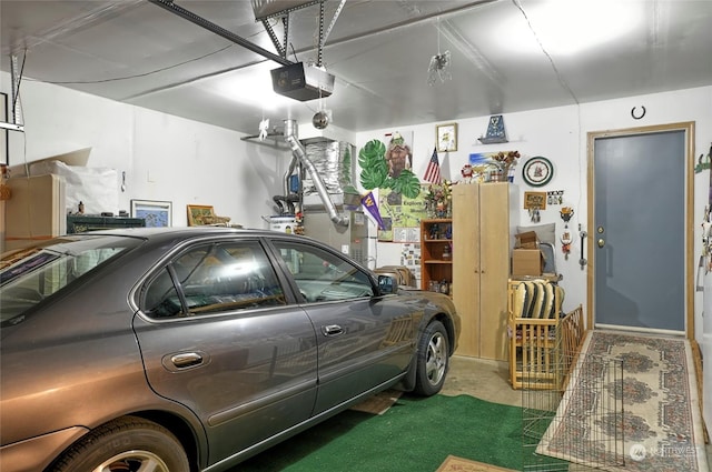 garage with a garage door opener