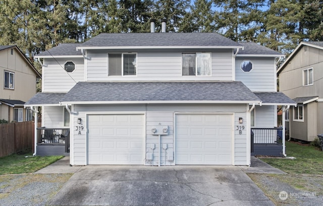 view of front property with a garage