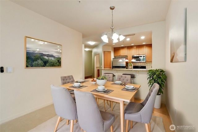 dining room with an inviting chandelier