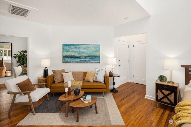 living room with wood-type flooring