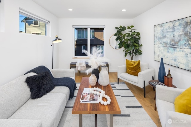 living room with light wood-type flooring