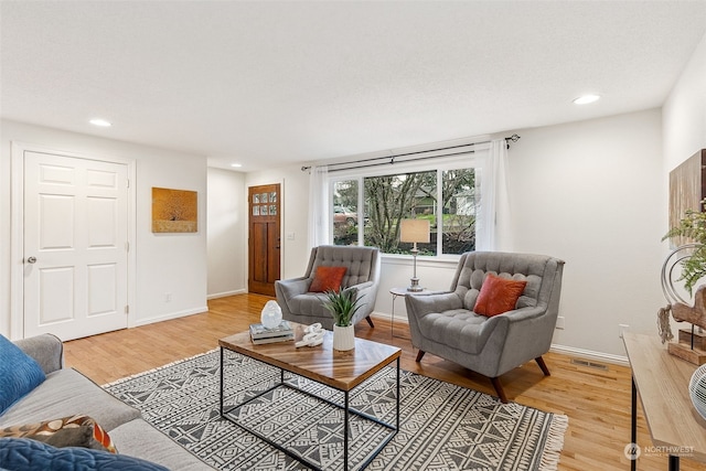 living room with hardwood / wood-style floors