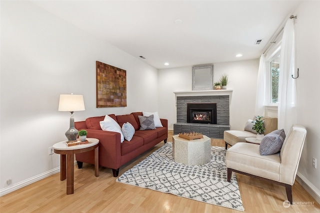 living room with light wood-type flooring