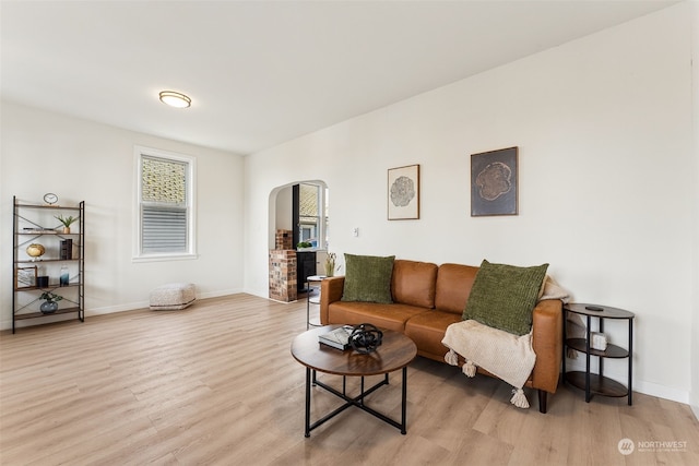 living room with light wood-type flooring