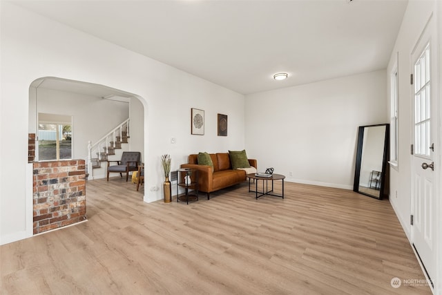 living room featuring light wood-type flooring