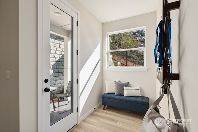 doorway to outside featuring light hardwood / wood-style floors