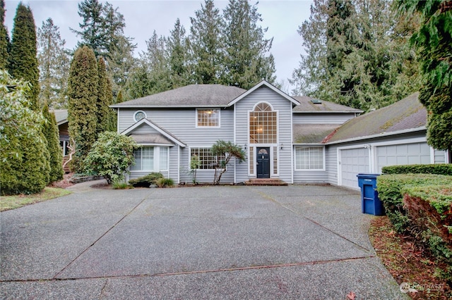 front facade with a garage