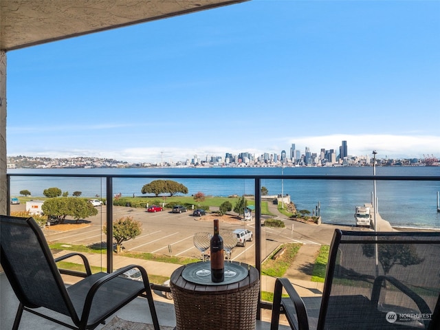 balcony with a water view