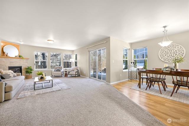 living room with light wood-type flooring