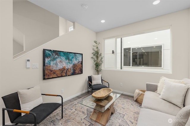 living room with light wood-type flooring