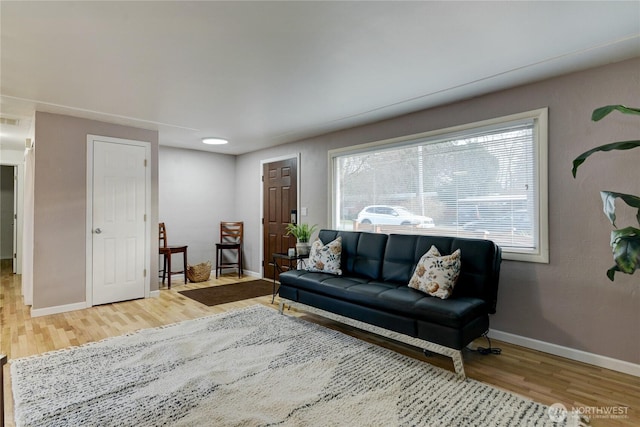 living room with hardwood / wood-style floors