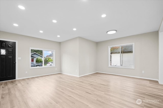 interior space with light hardwood / wood-style flooring