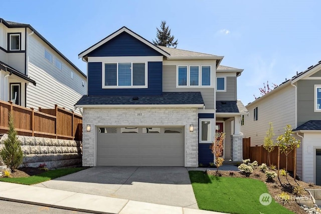 view of front of house with a garage