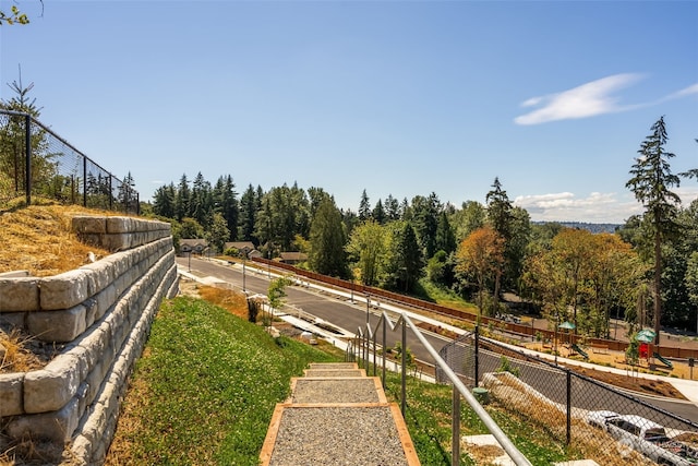 view of yard with a playground