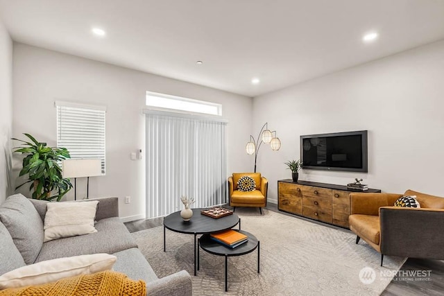 living room with hardwood / wood-style flooring