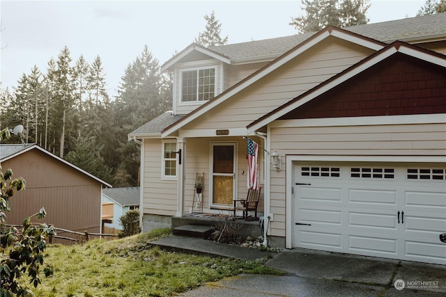 view of front of house with a garage