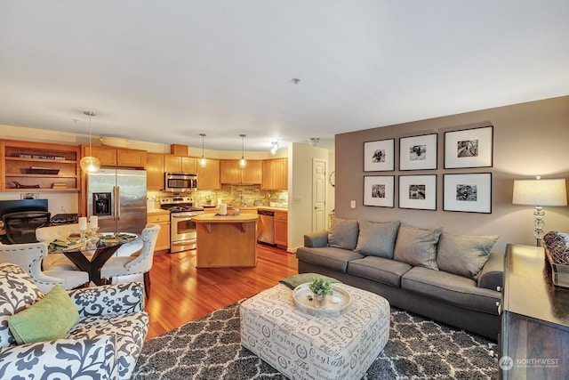 living room featuring light hardwood / wood-style floors