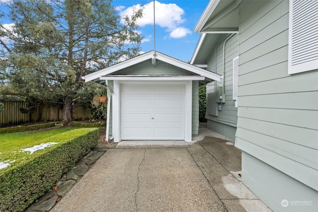 garage featuring a yard