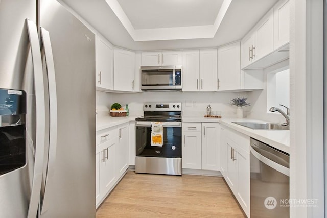 kitchen with white cabinetry, sink, and stainless steel appliances