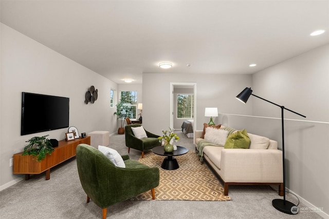 living room featuring carpet flooring