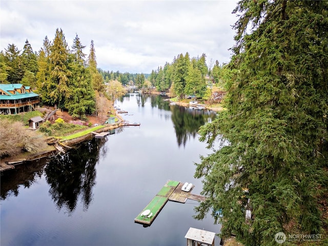 view of water feature featuring a boat dock