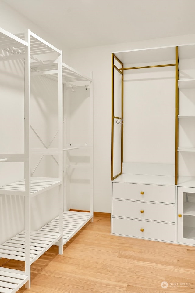 spacious closet with wood finished floors