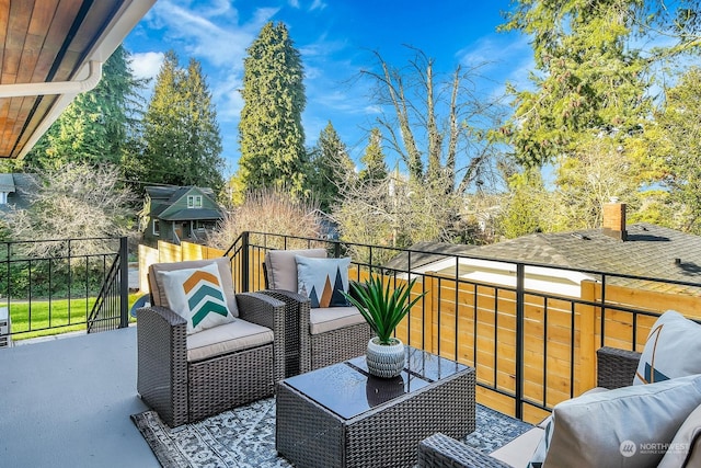 balcony featuring an outdoor living space