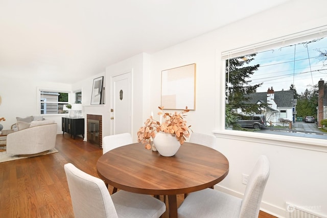 dining room featuring plenty of natural light and hardwood / wood-style floors