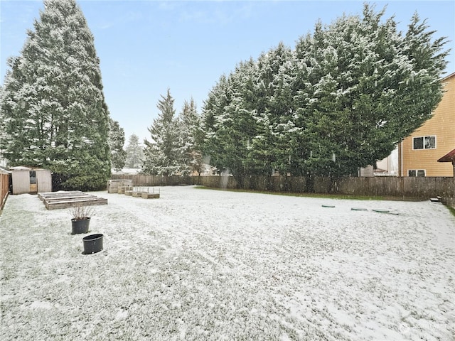 view of yard featuring a shed