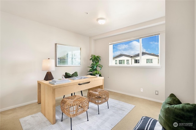 view of carpeted home office