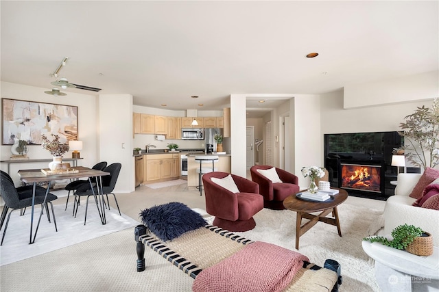 living room featuring sink