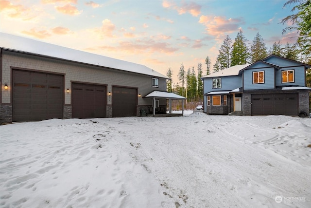 exterior space with a garage