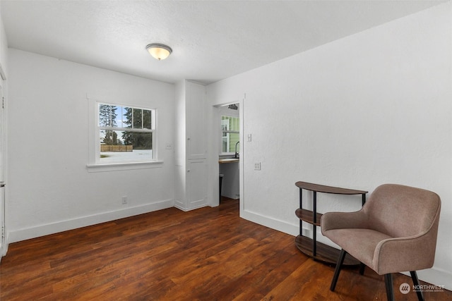 sitting room featuring dark hardwood / wood-style floors