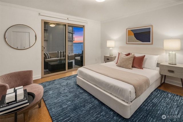 1600 43rd Ave E Unit 204, Seattle, WA 98112 - bedroom with access to exterior, crown molding, and a water view