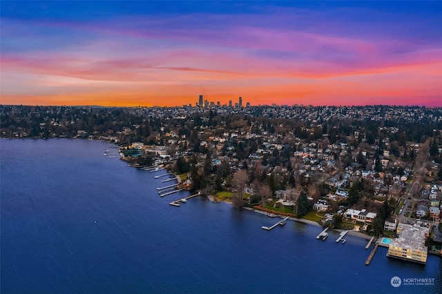 1600 43rd Ave E Unit 204, Seattle, WA 98112 - aerial view at dusk with a water view