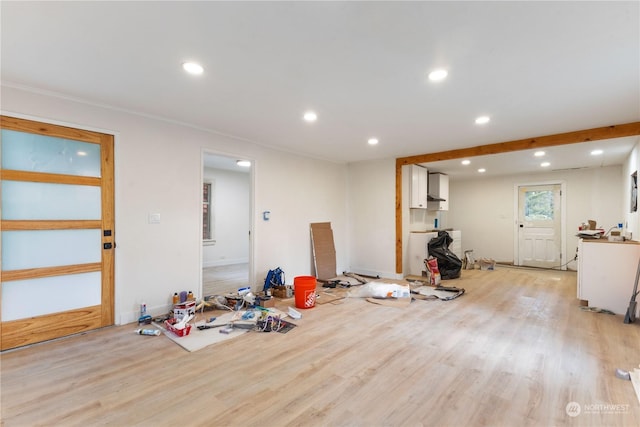 interior space with light hardwood / wood-style flooring