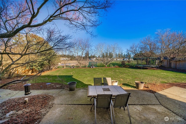 view of patio / terrace with a trampoline