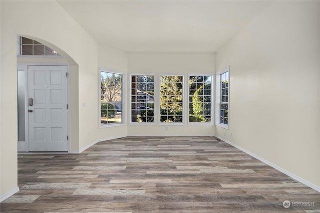 interior space with light hardwood / wood-style floors