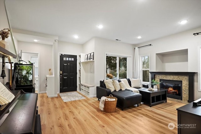 living room featuring light hardwood / wood-style floors