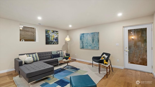 living room featuring light hardwood / wood-style flooring