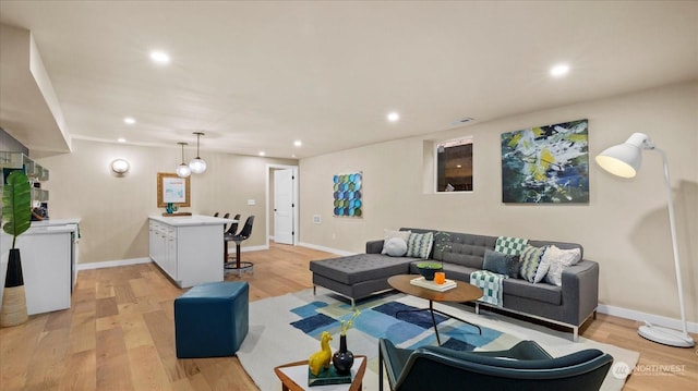 living room featuring light hardwood / wood-style floors